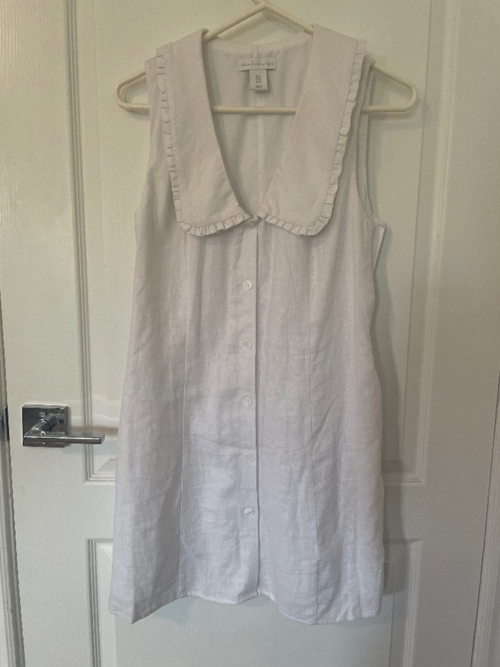 Linen mini dress with Peter Pan collar